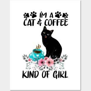 Cat and Coffe Kind Of Girl Posters and Art